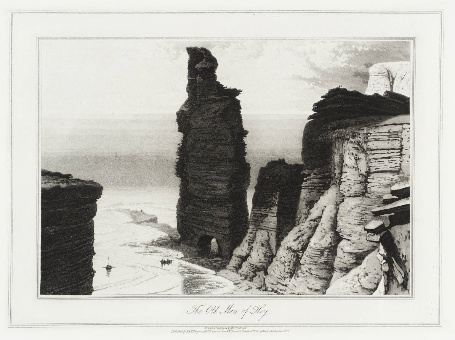 Vintage William Daniell illustration of the Old Man of Hoy