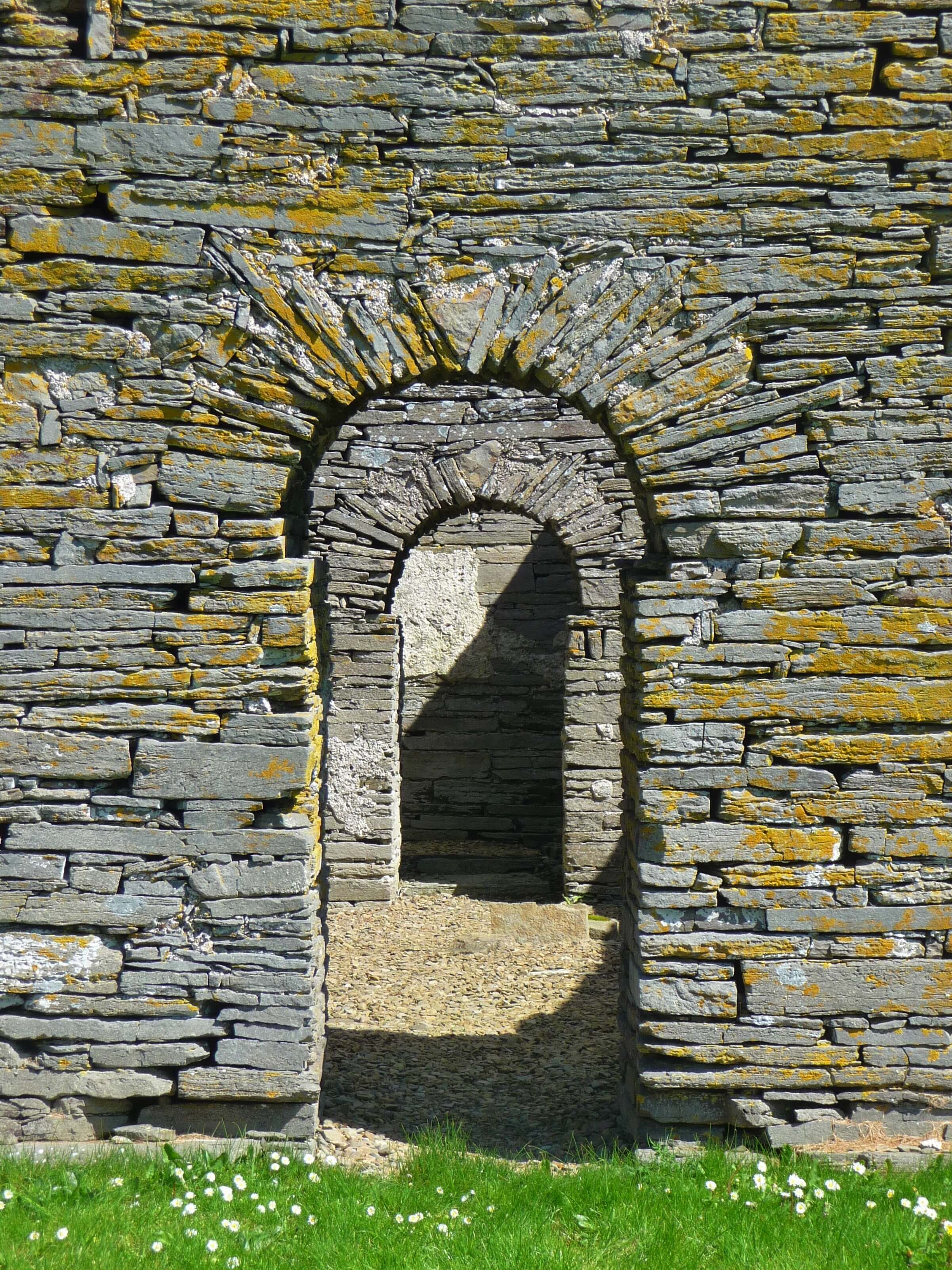 Arches in St Mary's Kirk, island of Wyre, Orkney Islands, Scotland
