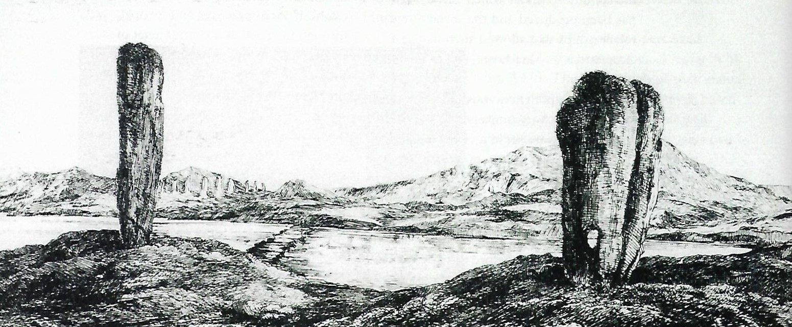 Watch Stone and Odin Stone e Watch Stone and the Odin Stone - standing stones in Stennes, Orkney, Scotland, near the stone circle. Orkneyology.com