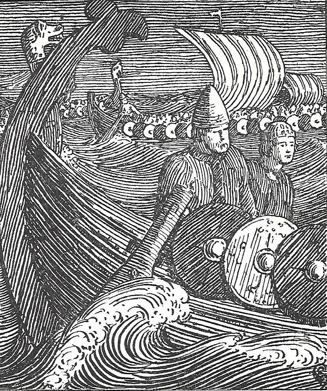 Vikings in their longships Vikings sailing in longships