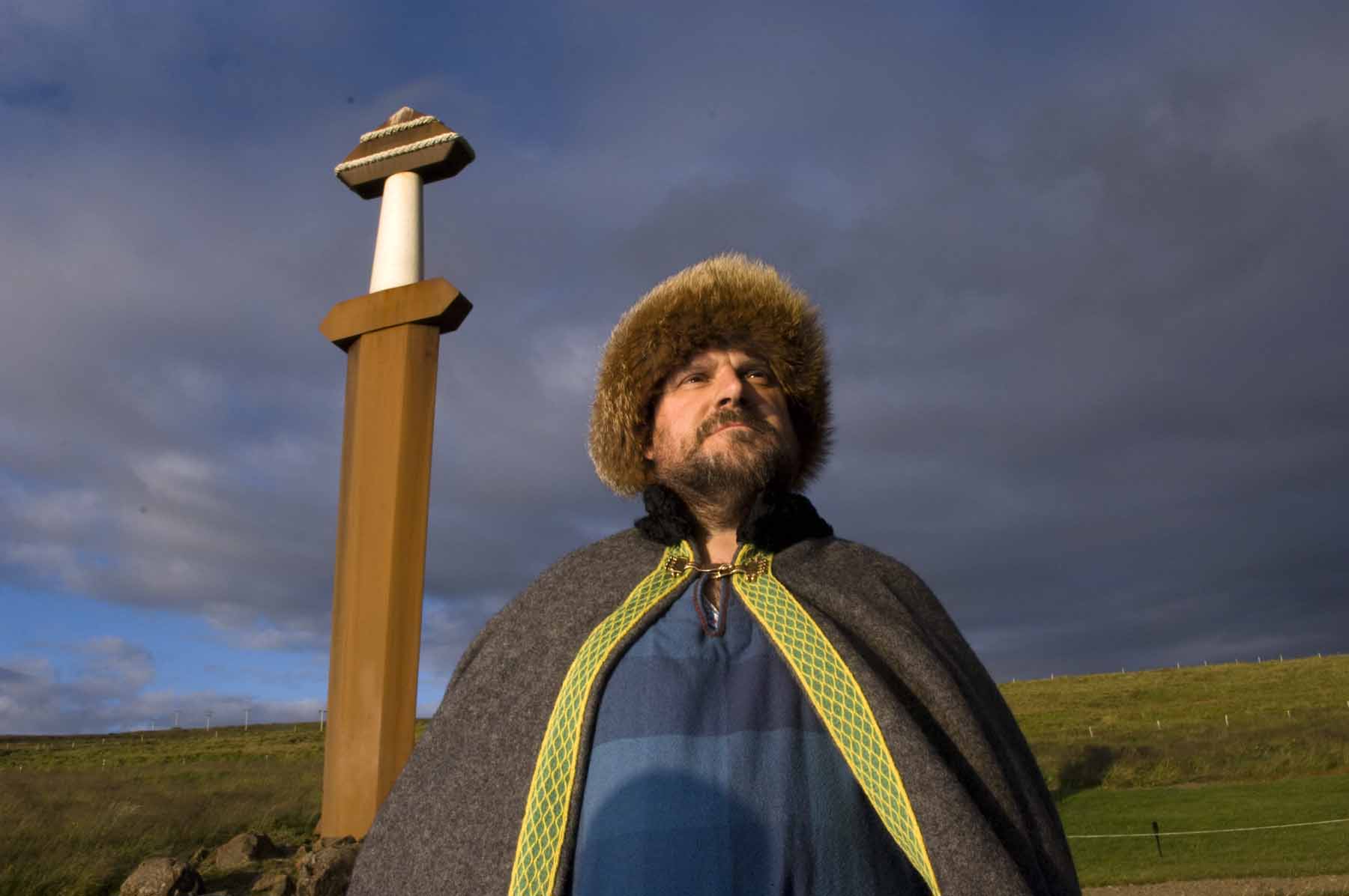 Viking Tom Orcadian storyteller Tom Muir in his Viking garb. Tom is the only living traditional native Orcadian storyteller.