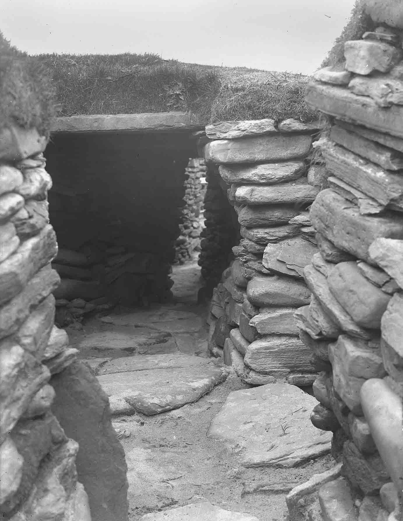 Passageway Old photo of the Neolithic Village found on Skaill Beach, Sandwick, Orkney Islands, Scotland, UK. #Orkneyology.com