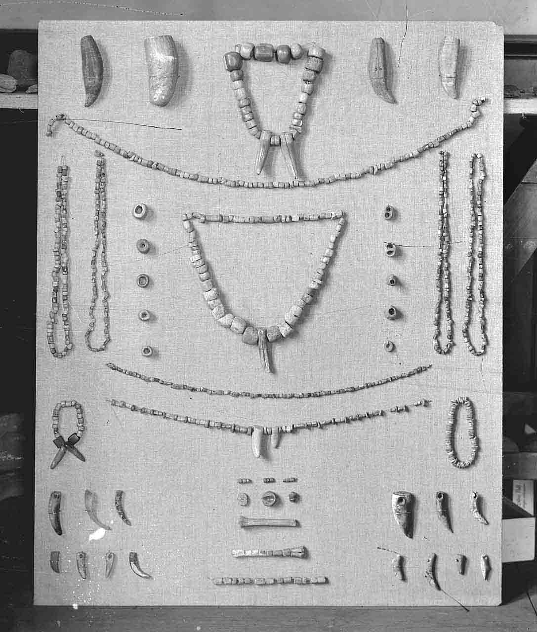 Stone beads. Wilma Flintstone would have loved these! Old photo of  stone beads found during the Gordon Childe archaeological dig of the Neolithic Village found on Skaill Beach, Sandwick, Orkney Islands, Scotland, UK. #Orkneyology.com